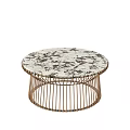 Elegant Modern Round Coffee Table With Marble Top And Gold Metal Base Frame 3d model