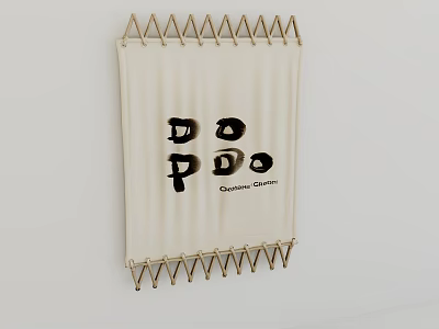 Billboard with Metal Triangular Frame DO DO PDO Text and Château Carignan on White Fabric 3d model