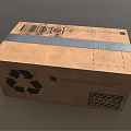 Brown Cardboard Parcel Box With Parcel Service Label And Black Tape For Shipping