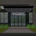 Modern Entrance Door Design With Glass Panels Green Plants And Stone Steps