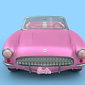 Classic Pink Convertible Car With Sleek Body White Accented Wheels And Pink White Interior