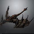 Mythical Dragon Character With Spiked Wings And Fiery Orange Back Accents In 3D Rendering