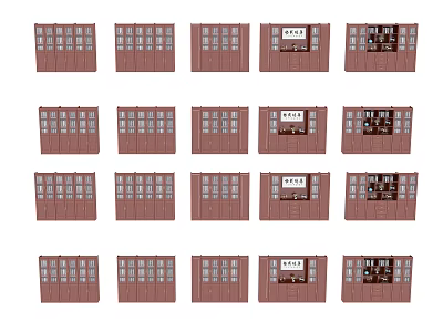 Neatly Arranged Rows of Brown Bookshelves with Labels in Library Setting 3d model