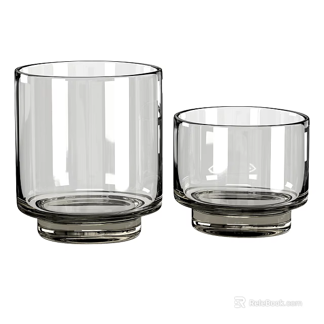 Transparent Glass Cups with Size Difference and Simple Design for Daily Use 3d model