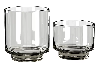 Transparent Glass Cups with Size Difference and Simple Design for Daily Use 3d model