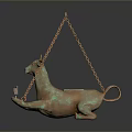 Vintage Cow Shaped Lighting Combination With Hanging Chain And Candle Lights Copper Finish Design