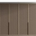 Modern Wooden Wardrobe With Lattice Door Design And Multi Panel Storage Feature