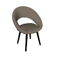 Modern Beige Upholstered Dining Chair With Curved Backrest And Black Slim Legs