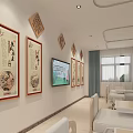 Government Service Hall Interior With People At Service Counter Waiting Area Chairs And Wall Screen