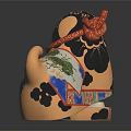 Elegant Oriental Perfume Container With Traditional Floral And Figure Patterns And Gold Accents