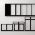 Black Window Frames In Various Sizes With Modern Design On White Background