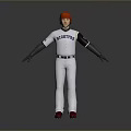 Baseball Uniform With Red Helmet White Jersey Gray Sleeves And Bluejays Logo