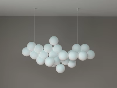 Unique Shaped Pendant Light With White Spheres Hanging In Modern Interior 3d model