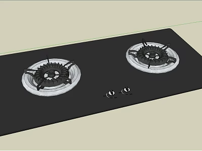Kitchen Appliance Gas Stove Cooktop With Two Burners And Control Knobs 3d model