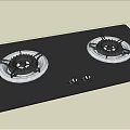 Kitchen Appliance Gas Stove Cooktop With Two Burners And Control Knobs 3d model