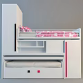 Pink And White Bunk Bed With Storage Drawers And Comfortable Mattress