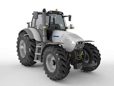 Modern Silver Gray Agricultural Tractor With Large Tires And Spacious Cabin 3d model