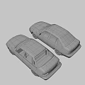 White Sedan And Rusty Old Car Side By Side Comparison View 3d model