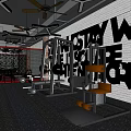 Modern Fitness Gym Interior With Treadmills Brick Walls Large Windows And Green Plants