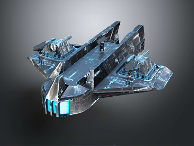 Futuristic Sci Fi Spaceship With Metallic Structure Blue Lights And Intricate Design 3d model