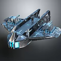 Futuristic Sci Fi Spaceship With Metallic Structure Blue Lights And Intricate Design 3d model