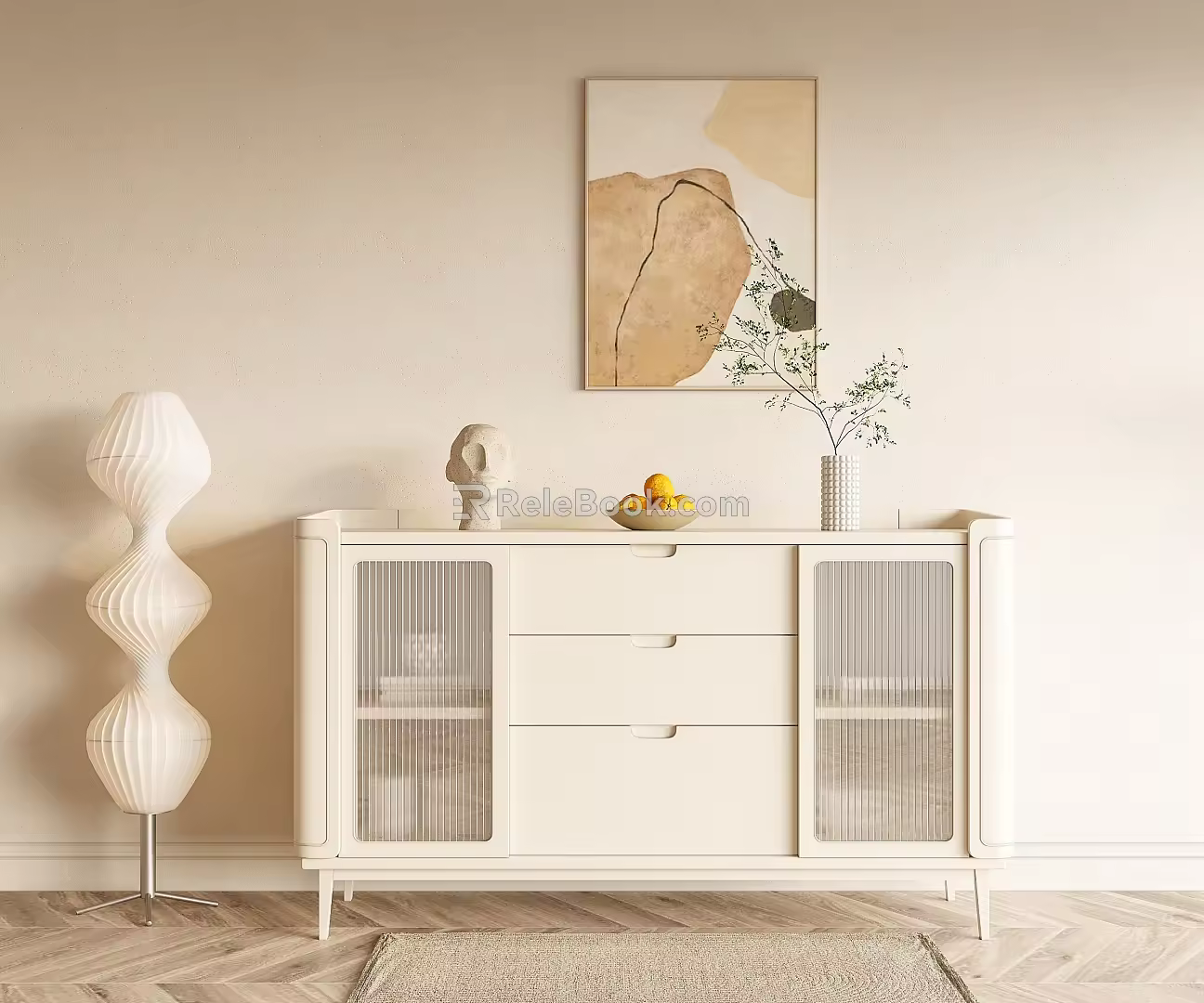 Modern Sideboard Cream Sideboard 3d model