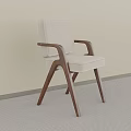 Modern Minimalist Solid Wood Arm Chair With Soft Beige Fabric Upholstered Seat And Backrest