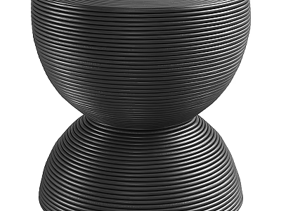 Modern Black Side Table With Striped Design And Double Layer Structure For Living Room 3d model