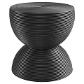 Modern Black Side Table With Striped Design And Double Layer Structure For Living Room 3d model