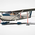 Small Gray And Blue Propeller Airplane With Double Wings Fixed Landing Gear And Cockpit Windows