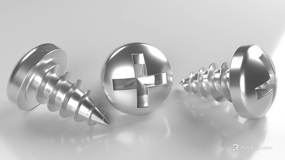 Hardware Tools Stainless Steel Cross Head Screws With Different Sizes And Shapes 3d model 