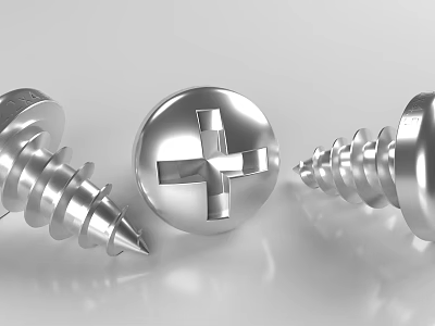 Hardware Tools Stainless Steel Cross Head Screws With Different Sizes And Shapes 3d model