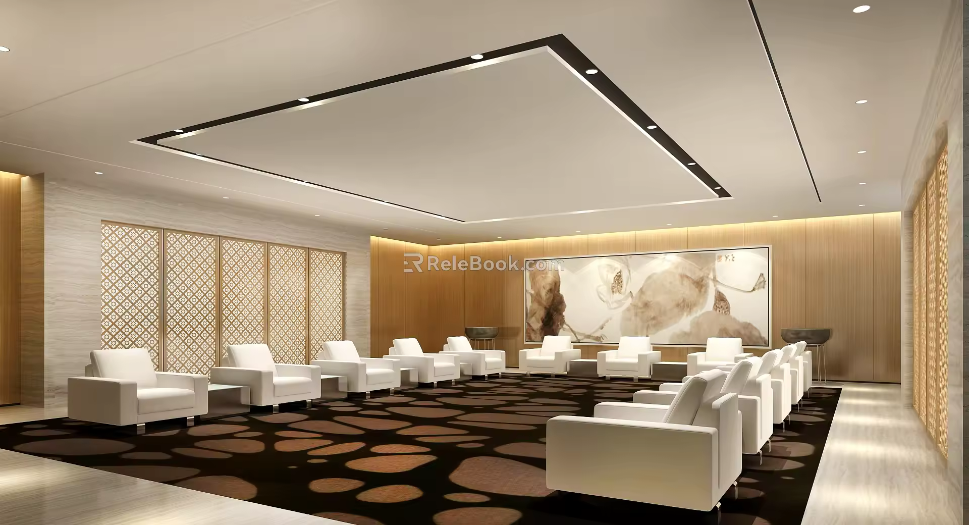 Modern Reception Room Lounge Decorative Painting Hanging Painting Reception Chair Reception Sofa Garage Partition 3d model