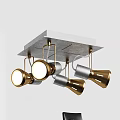 Modern Multi Light Chandelier with Gold Metal Shades and Square Ceiling Base