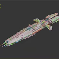 Futuristic 3D Spaceship Model With Detailed Structure And Multiple Modules 3d model