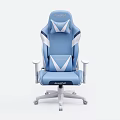 Blue And White Ergonomic Gaming Office Chair With Headrest Backrest Armrests And Wheels