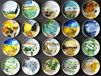 Japanese plate wall decoration color plate hanging decoration 3d model