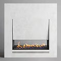 Modern Light Gray Concrete Fireplace With Sleek Design And Burning Flames