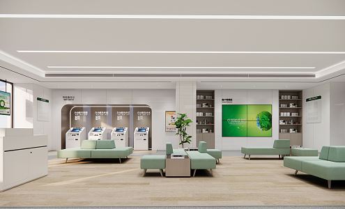 Modern Banking Services Hall 3d model