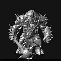 Mythical Horned Muscular Creature Warrior With Spiked Armor And Club Weapon
