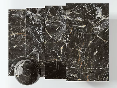 Natural Black Marble Flooring With Elegant Vein Texture For Home Interior Design 3d model