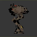 Armored Brown Mech Robot With Mechanical Legs And Sci Fi Combat Design 3d model