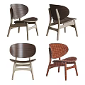 Modern Leisure Chair Designs With Wooden Frames And Grid Pattern Details In Brown Red Tones