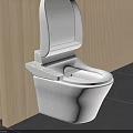 Modern Smart Toilet With Control Panel In Wooden Wall Bathroom Setting