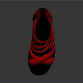 Red High Heel Shoes With Strappy Design And Black Platform Sole