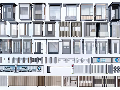 Various Types Of Entrance Gates With Modern Designs And Material Variations 3d model