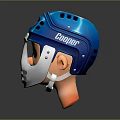 Cooper Hockey Helmet With Cartoon Face Design And White Blue Details