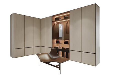 Modern Log Wardrobe Glass Wardrobe 3d model