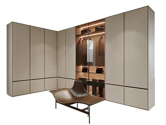 Modern Log Wardrobe Glass Wardrobe 3d model