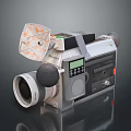 Vintage Electronic Video Camera With Large Lens Tape Cassette And Display Screen